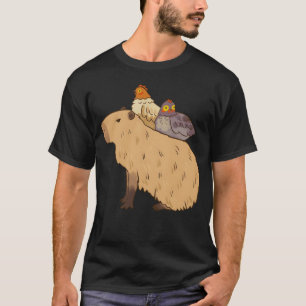 Camiseta Adorável Capybara com a família Chicken Friends