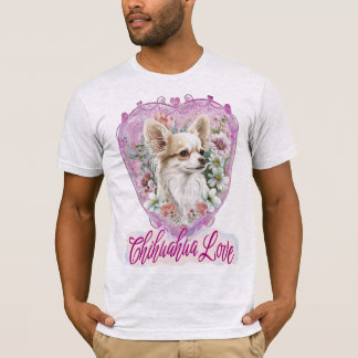 Camiseta Adorável Chihuahua com tema rosa-flores