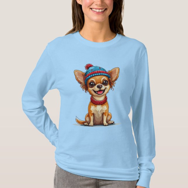 Camiseta Adorável Chihuahua Sorridente (Frente)