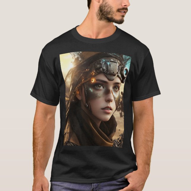 Camiseta Adorável ciborgue futurístico (Frente)