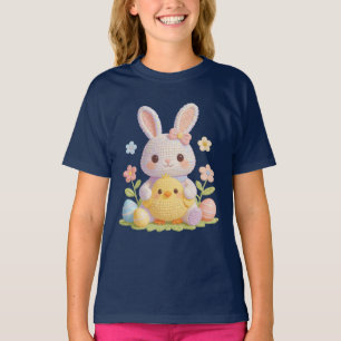 Camiseta Adorável Coelho de Páscoa e Arte Pastel de Primave