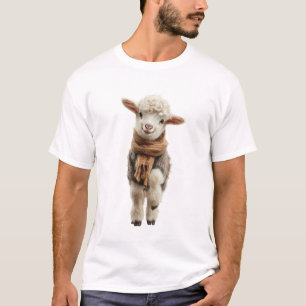 Camiseta Adorável Cordeirinho com um Cachecol Marrom Aconch