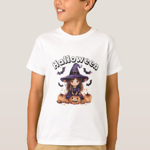 Camiseta Adorável de Bruxas Crianças de Halloween