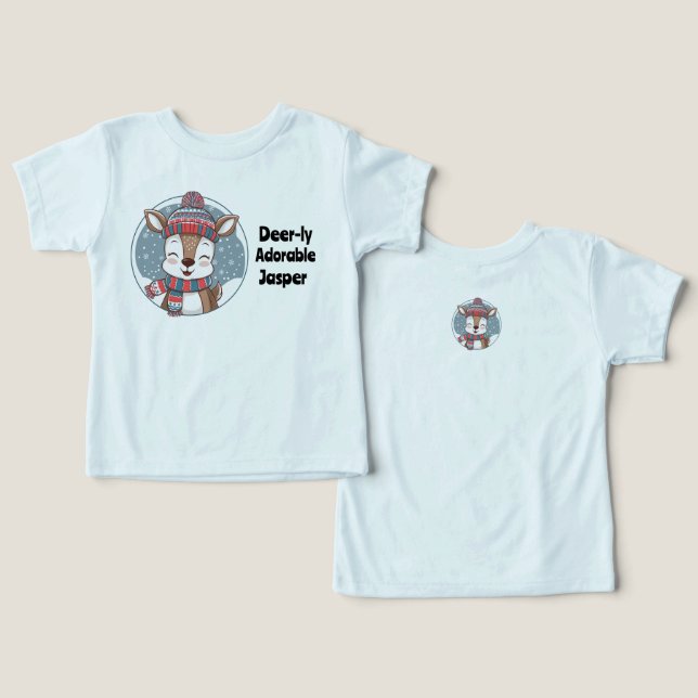 Camiseta Adorável de Deer com nome editável (Design Frente e Verso)