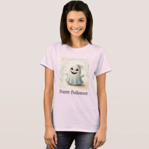 Camiseta Adorável Design de Amigo Fantasmagórico de Hallowe