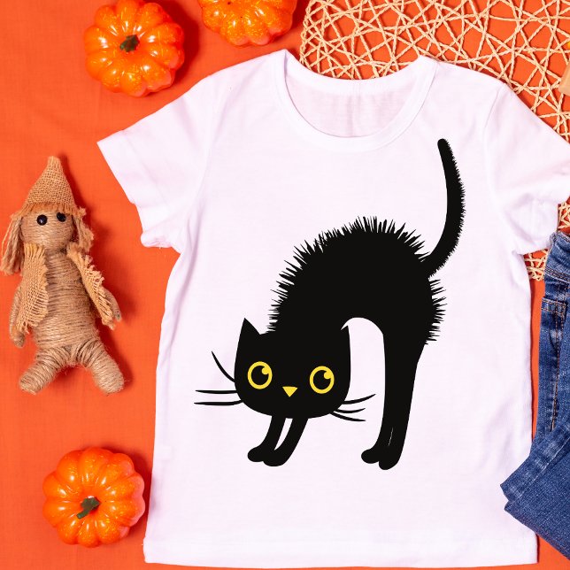 Camiseta Adorável Dia das Bruxas de Gato Negro (Criador carregado)