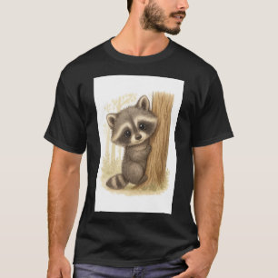 Camiseta Adorável do Guaxinim Curioso