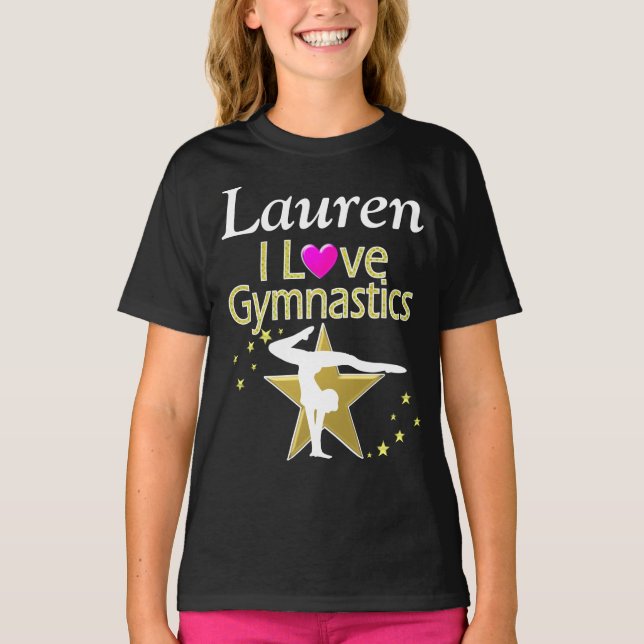 CAMISETA ADORÁVEL DOURADO EU AMO GINÁSTICA TÉTICA PERSONALI (Frente)