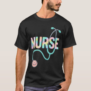 Camiseta Adorável Estetoscópio de Tingimento Enfermeira RN