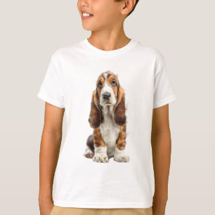 Camiseta Adorável Filhote de Basset Hound de Orelhas Longas