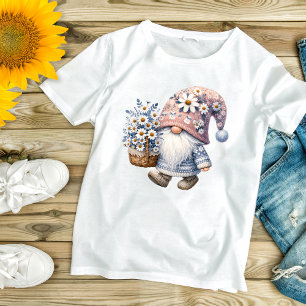 Camiseta Adorável Flor de Margarida Gnome Feminino