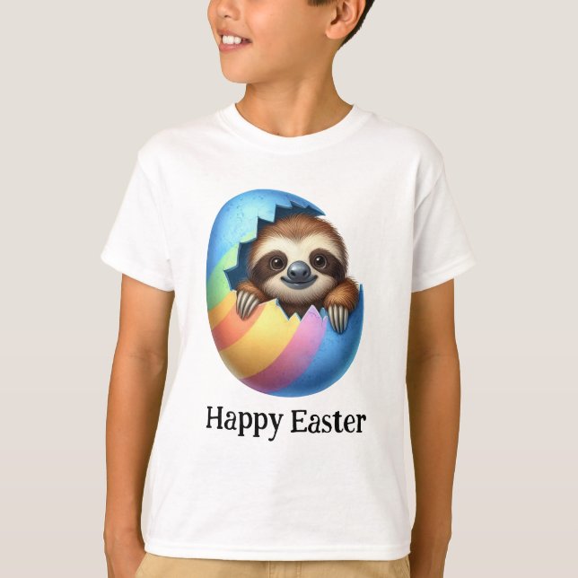 Camiseta Adorável Funny Cute Sloth de Páscoa (Frente)