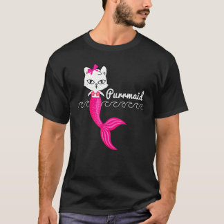 Camiseta Adorável Gata Sirena Branca Gata Fofa Praia Garota
