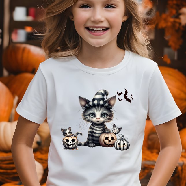 Camiseta Adorável Gatinho de Halloween Spooky (Criador carregado)