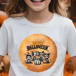 Camiseta Adorável Gatinho de Halloween Spooky