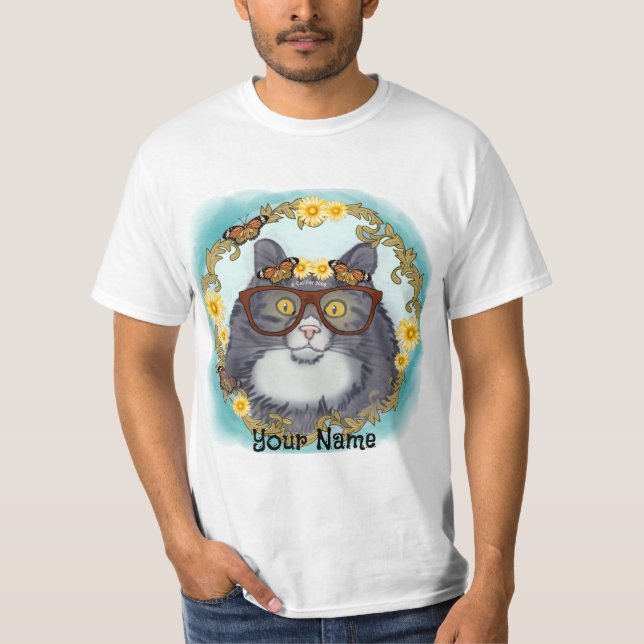 Camiseta Adorável Gato de Chão (Frente)