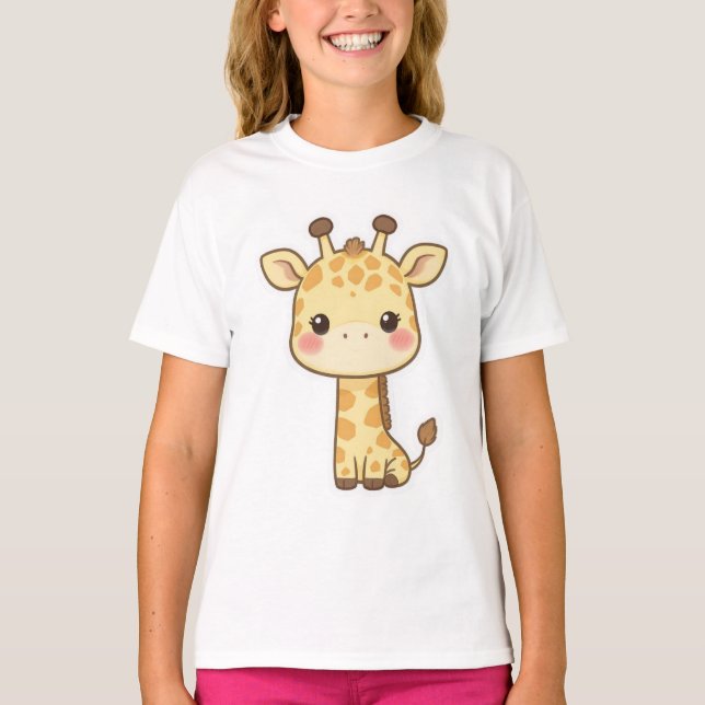 Camiseta Adorável Girafa Kawaii Chibi (Frente)