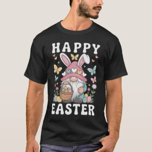 Camiseta Adorável Gnomo da Primavera com Cesta de Ovos de P
