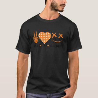Camiseta Adorável Halloween Paz Amor e Gnome Fall Garotas C