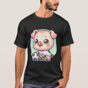Camiseta Adorável jogador de futebol porco 10 Futebol Kawai