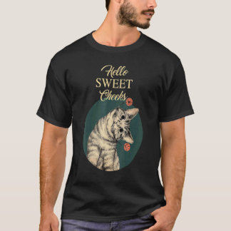 Camiseta Adorável Olá Doce Gato Xadrez Gatinho   Sayi