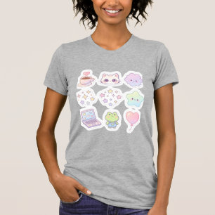 Camiseta Adorável Pacote de Stickers Pastel Kawaii Feminino