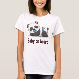 Camiseta Adorável Panda Adormecido "Bebê a Bordo" Adesivo p