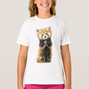 Camiseta Adorável Panda Vermelho Em Pé Fofo para Crianças