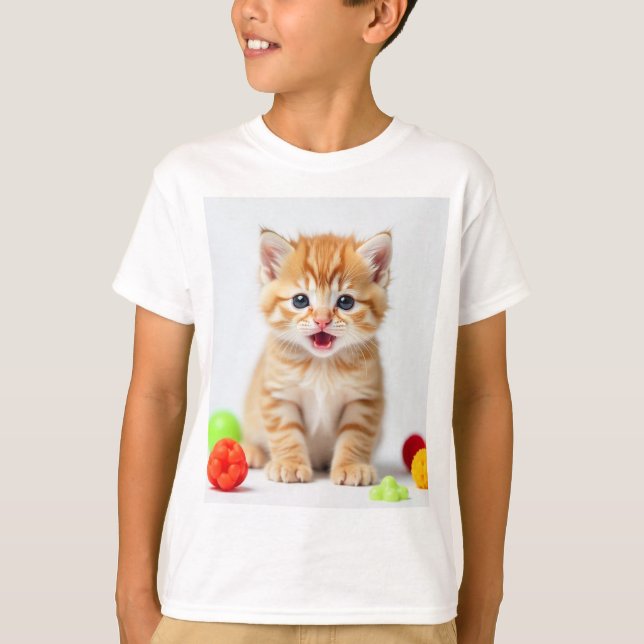 Camiseta Adorável para Crianças de Gato - Perfeito (Frente)