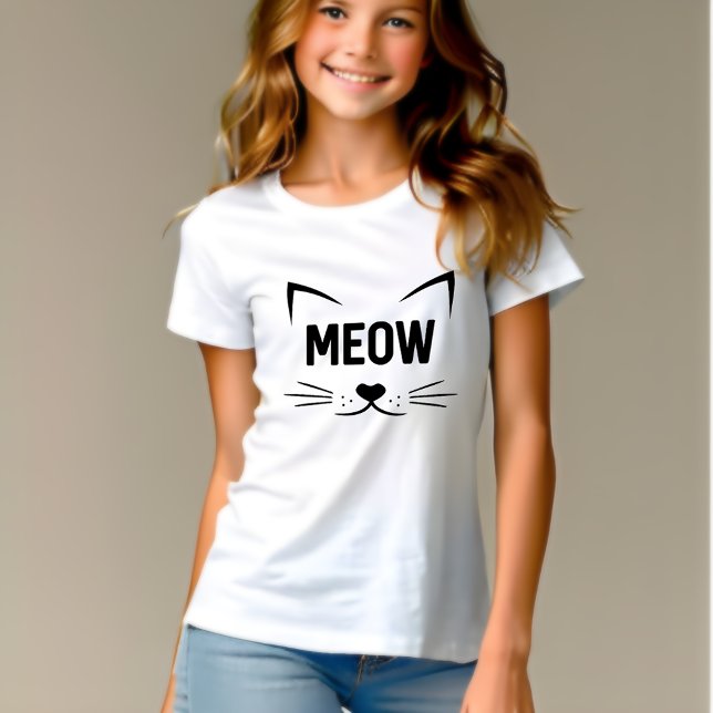 Camiseta Adorável Para Miúdos De Gato - Puro (Let Your Child's Cuteness Roar with MEOW! 😺🐾)