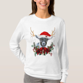 Camiseta Adorável Pigmeus Bebê Cabra de Natal