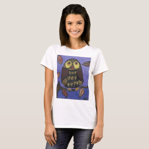 Camiseta Adorável pintura de coruja em arte popular