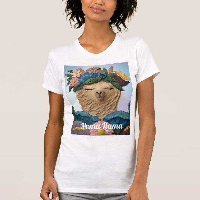 Camiseta Adorável pintura de Mama Llama em uma Tee (Frente)