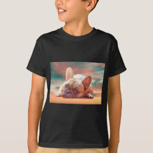 Camiseta Adorável Pintura em Aquarela de Bulldog Francês