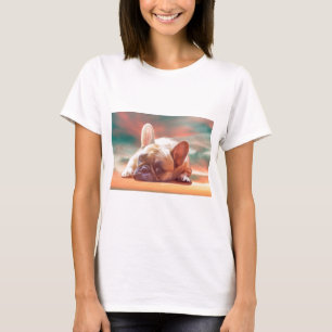 Camiseta Adorável Pintura em Aquarela de Bulldog Francês