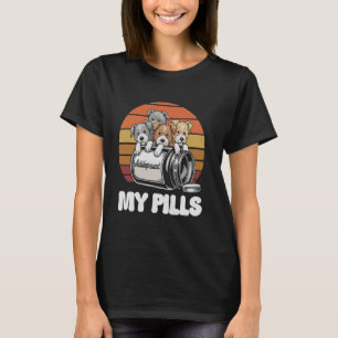 Camiseta Adorável Pitbull Meus Remédios Antidepressivos Fil