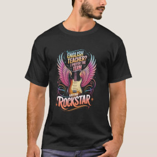 Camiseta Adorável Professor de INGLÊS ESCRITA ROCKSTAR Arte