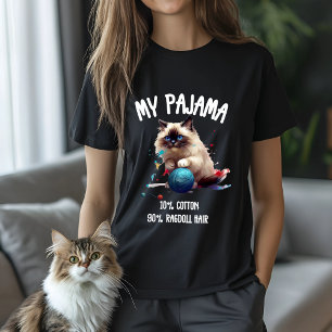 Camiseta Adorável Ragdoll Cat Pajama Design para amantes de