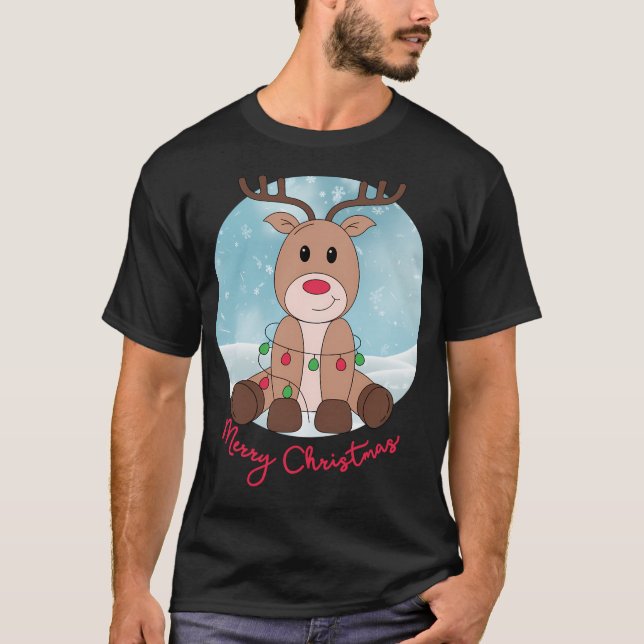 Camiseta Adorável Red Nosed Reindeer Natal (Frente)