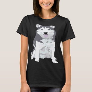 Camiseta adorável Siberiano Husky cinza com olhos azuis