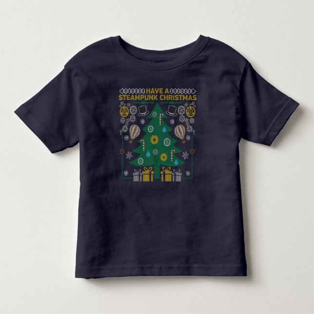 Camiseta Adorável Steampunk Ugly Christmas Sweater (Frente)
