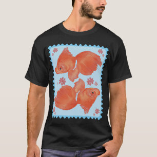 Camiseta Adorável Sticker e Decoração de Peixe de Desenho K