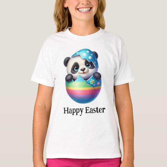 Camiseta Adorável Urso Panda Bebê engraçado de Páscoa (Frente)