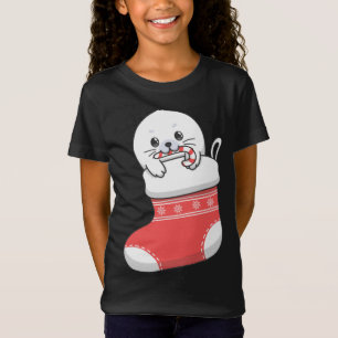 Camiseta Adorável vômito de foca-harpa-bebê bonitinho na re