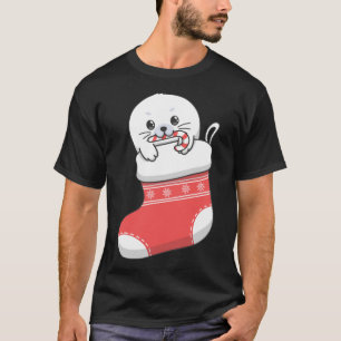 Camiseta Adorável vômito de foca-harpa-bebê bonitinho na re
