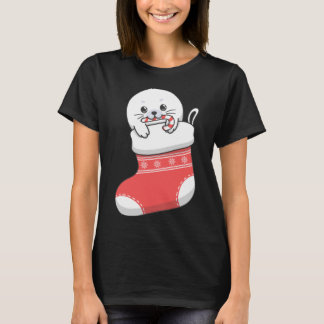 Camiseta Adorável vômito de foca-harpa-bebê bonitinho na re