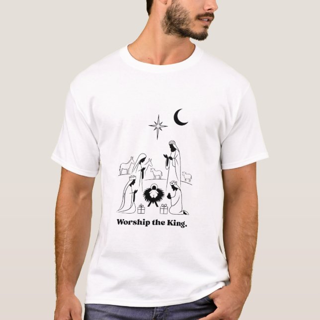 Camiseta Adore o Rei | Natal Minimalista (Frente)