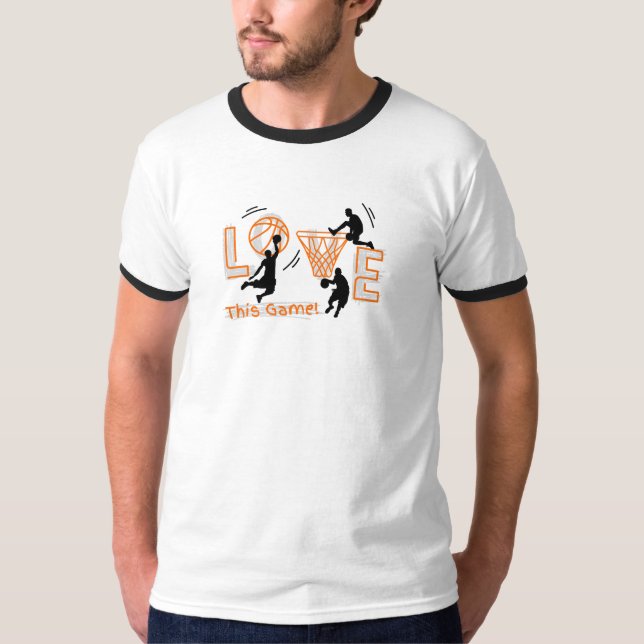 Camiseta Adorei este jogo de basquetebol (Frente)