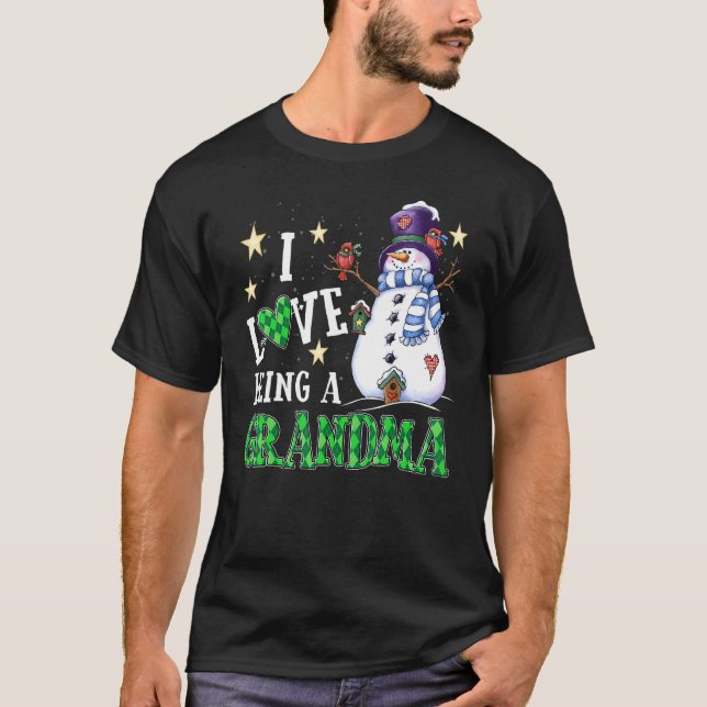 Camiseta Adorei ser uma vovó Xadrez Buffalo Snowman Chr (Frente)