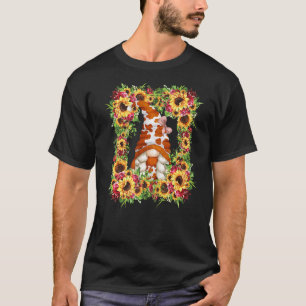 Camiseta Adorno de Impressão Animal Gnome Mãe Vaca Fofa Com